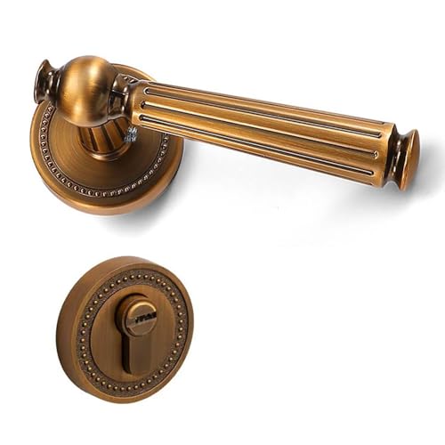 Cubstone Retro-Hebelschloss Geteilte Türverriegelung Schlafzimmer Zimmer Holztürverriegelung Set Innenraum Geräuschlose Zimmertürverriegelung(Antique Bronze B,Silent) von Cubstone