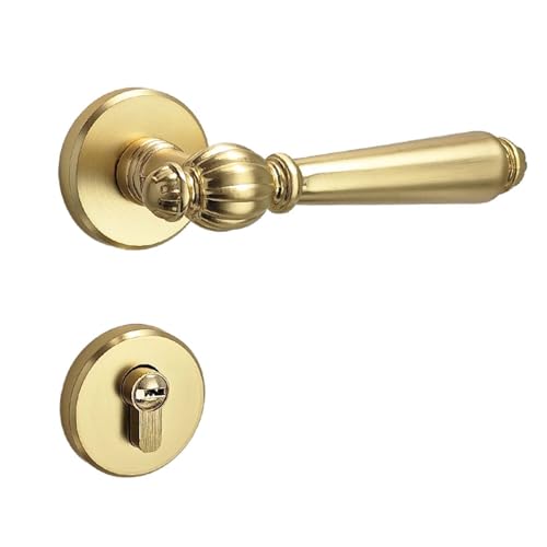 Cubstone Retro-Hebelschloss Geteilte Türverriegelung Schlafzimmer Zimmer Holztürverriegelung Set Innenraum Geräuschlose Zimmertürverriegelung(Gold B,Magnetic) von Cubstone