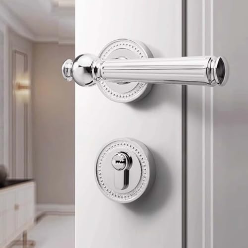 Cubstone Retro-Hebelschloss Geteilte Türverriegelung Schlafzimmer Zimmer Holztürverriegelung Set Innenraum Geräuschlose Zimmertürverriegelung(Silver A,Magnetic) von Cubstone
