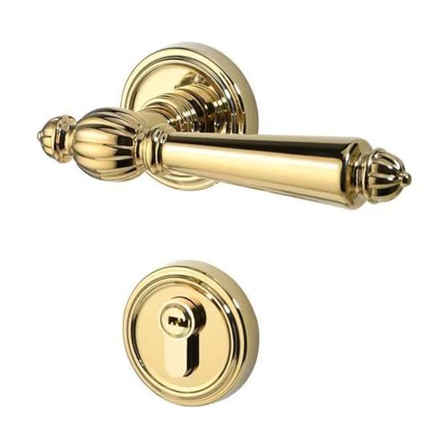Cubstone Türbeschlag Set,Minimalistisches Schlafzimmertürschloss Geteiltes mechanisches Türschloss Haushalt Innen Geräuschloses Türschloss(Gold A,Silent) von Cubstone