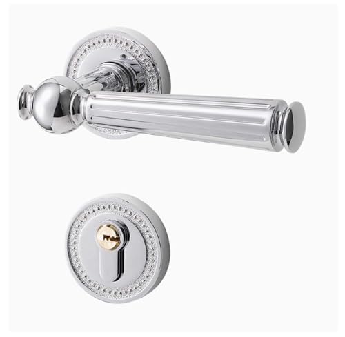 Cubstone Türbeschlag Set,Minimalistisches Schlafzimmertürschloss Geteiltes mechanisches Türschloss Haushalt Innen Geräuschloses Türschloss(Silver A,Magnetic) von Cubstone