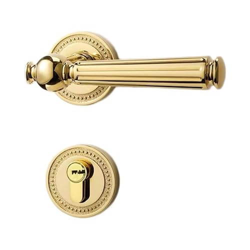 Türbeschlag Set,Minimalistisches Schlafzimmertürschloss Geteiltes mechanisches Türschloss Haushalt Innen Geräuschloses Türschloss(Gold C,Silent) von Cubstone
