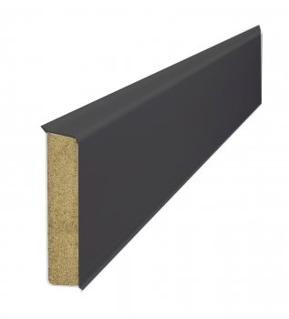 Cubu Kransen-Floor Flex Life anthrazit - 60mm hohe Holzkernsockelleiste mit Polyblend-Ummantelung für Vinylboden, Laminat und PVC Abschlussleiste Wandabschlussprofil Paket a 25m von Cubu