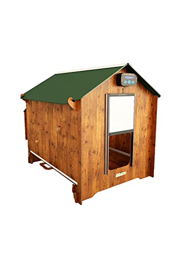 CUCCIOLOTTA Hühnerstall für den Garten für 6 Hühner Polly Classic L aus Laminat hpl Anti-Milben rot mit abnehmbarer Schublade 2 Sitzstangen 2 Nester + automatische Tür Chicken Guard Premium von CUCCIOLOTTA