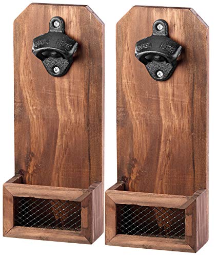 Cucina di Modena Einhand Flaschenöffner: 2er-Set Wand-Flaschenöffner mit Kronkorken-Auffangbehälter, Holz (Flaschenöffner Kapselheber, Wandmontage, Wandhalterung) Cucina di Modena Einhand Flaschenöffner: 2er-Set Wand-Flaschenöffner mit Kronkorken-Auffangbehälter, Holz (Flaschenöffner Kapselheber, Wandmontage, Wandhalterung) von Cucina di Modena
