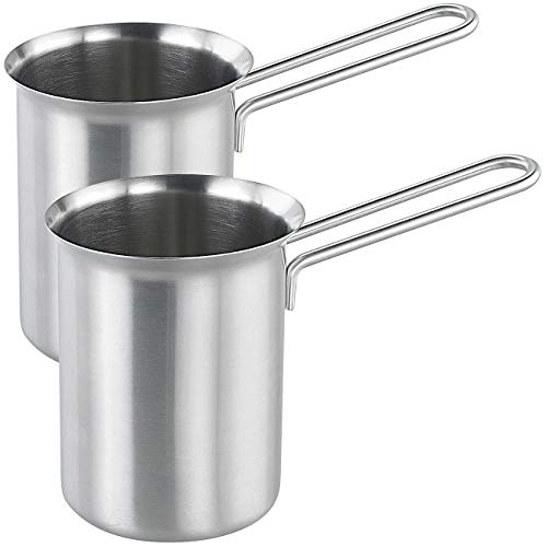 Cucina di Modena Sahnekännchen: 2er-Set Aufschäum-Milchkännchen aus Edelstahl, je 0,3l (Milchkännchen für Induktionsherde, Milchkannen Edelstahl, Kaffeemaschine) von Cucina di Modena