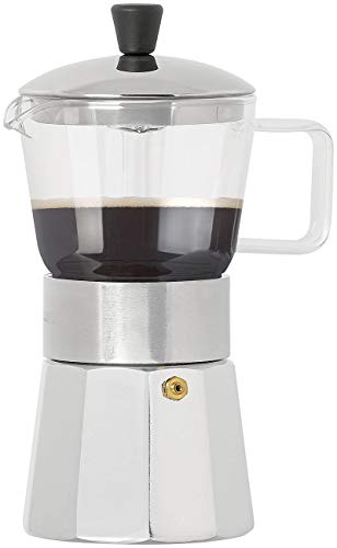 Cucina di Modena Espresso Kocher: Design-Espressokocher, Kanne aus Borosilikat-Glas, 300 ml, 6 Tassen (Kaffee-Kocher, Mokkakannen, Wasserkocher) von Cucina di Modena