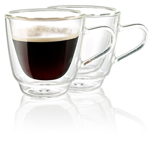 Cucina di Modena Espressotassen Glas: Doppelwandige Espresso-Tassen aus Glas, 2er-Set (Doppelwandige Espressotassen, Espressotassen Glas doppelwandig, Kaffeetassen) von Cucina di Modena