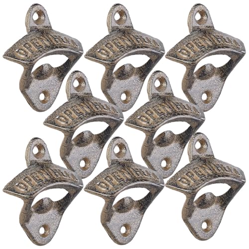 Cucina di Modena Flaschenöffner Guss: 8er-Set Gusseisen-Flaschenöffner zur Wandmontage, je 70 x 81 mm, 101 g (Bier-Cola-Wasser, Wandbefestigung, Wandhalterung) von Cucina di Modena