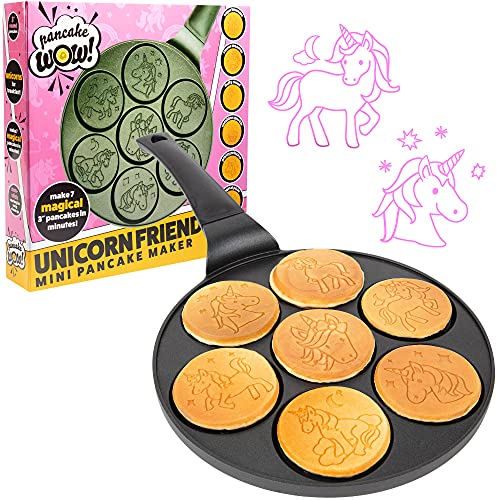 CucinaPro Einhorn-Mini-Pfannkuchen-Pfanne – machen Sie 7 einzigartige Flapjack-Einhörner, Grillplatte für Frühstücksspaß und einfache Reinigung, magische Urlaubs-Leckereien oder Geschenk für Kinder von CucinaPro