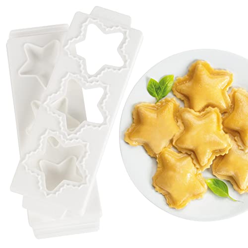 Jumbo-Ravioli-Formen, 6,3 cm große Sterne, hausgemachte gefüllte Nudelmaschine, 2-teiliges Tablett und Presse für 3 Raviolis gleichzeitig, einfach zu bedienen und zu reinigen – fügen Sie Spaß zu Ihrem von CucinaPro