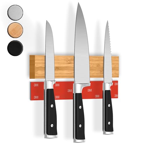 CUCINO Messer Magnetleiste selbstklebend - Vergleichssieger mit extra starkem Magnet - Einfache Montage mit 3M Klebeband ohne Bohren, aus Bambus - 25cm CUCINO Messer Magnetleiste selbstklebend - Vergleichssieger mit extra starkem Magnet - Einfache Montage mit 3M Klebeband ohne Bohren, aus Bambus - 25cm von Cucino