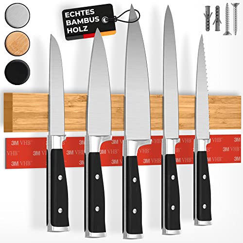 CUCINO Messer Magnetleiste selbstklebend - Vergleichssieger mit extra starkem Magnet - Einfache Montage mit 3M Klebeband ohne Bohren, aus Bambus - 40cm CUCINO Messer Magnetleiste selbstklebend - Vergleichssieger mit extra starkem Magnet - Einfache Montage mit 3M Klebeband ohne Bohren, aus Bambus - 40cm von Cucino