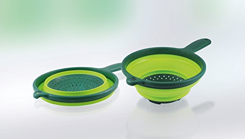 Cucinova 2 x Faltbarer Silikon Siebe, Ø 22,5 cm & ø 20 cm - Grün von Cucinova