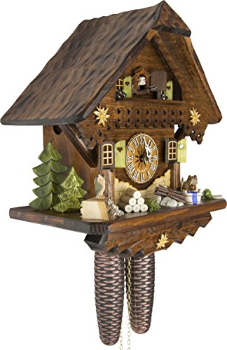 Schwarzwald Palast Kuckucksuhr Bergwiesen Chalet 8-Tages-Uhrwerk - Höhe 34cm von Cuckoo Palace