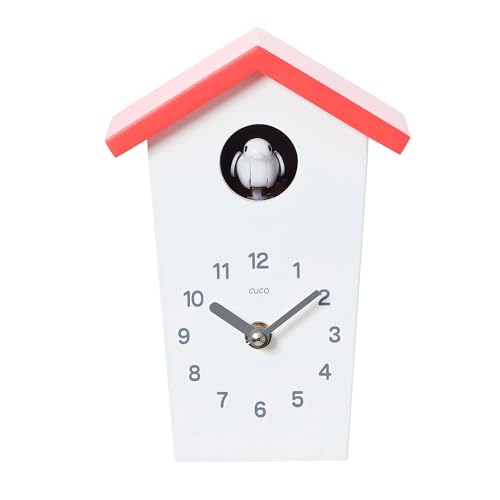 Cuco Clock Mini Kuckucksuhr HOCHHAUS, Wanduhr, Moderne Schwarzwalduhr, 17,0 × 12,4 × 9,0cm (LxBxH), Wanduhr mit Nachtruhefunktion, Kuckucksruf Vogelstimme, Quarzuhrwerk von Cuco Clock