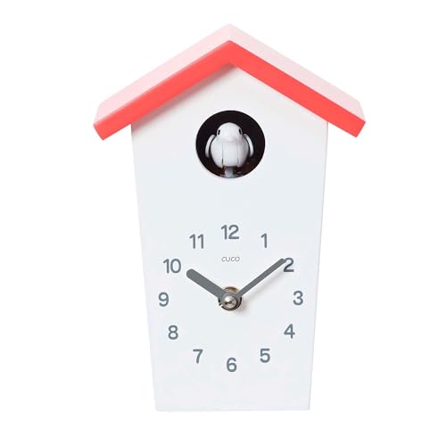Cuco Clock Mini Kuckucksuhr HOCHHAUS 17,0 × 12,4 × 9,0cm, Wanduhr, Moderne Schwarzwalduhr, Wanduhr mit Nachtruhefunktion, Kuckucksruf Vogelstimme, Quarzuhrwerk von Cuco Clock