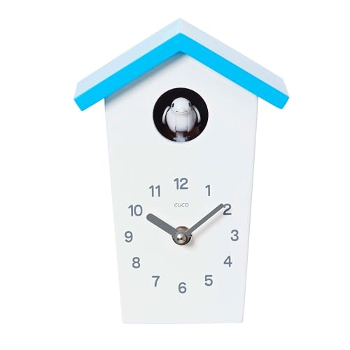 Cuco Clock Mini Kuckucksuhr HOCHHAUS, Wanduhr, Moderne Schwarzwalduhr, 17,0 × 12,4 × 9,0cm (LxBxH), Wanduhr mit Nachtruhefunktion, Kuckucksruf Vogelstimme, Quarzuhrwerk von Cuco Clock