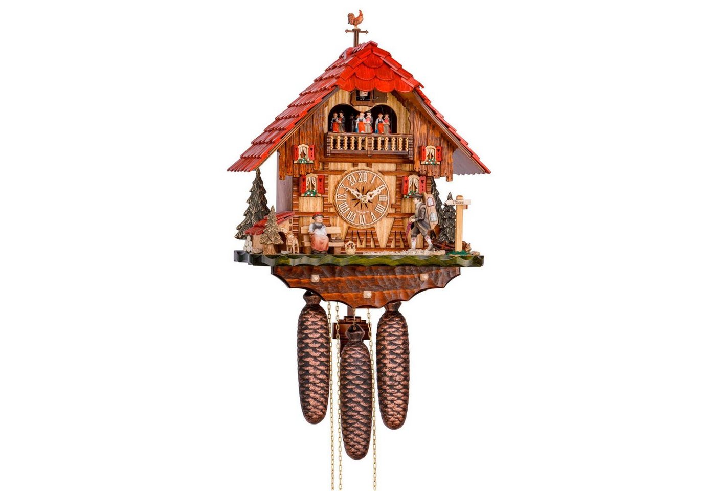 Cuco Clock Pendelwanduhr Kuckucksuhr Schwarzwalduhr Wanderlust" Wanduhr aus Holz (20 x 34 x 42cm, 8 - Tage Werk, automatische Nachtabschaltung)" von Cuco Clock