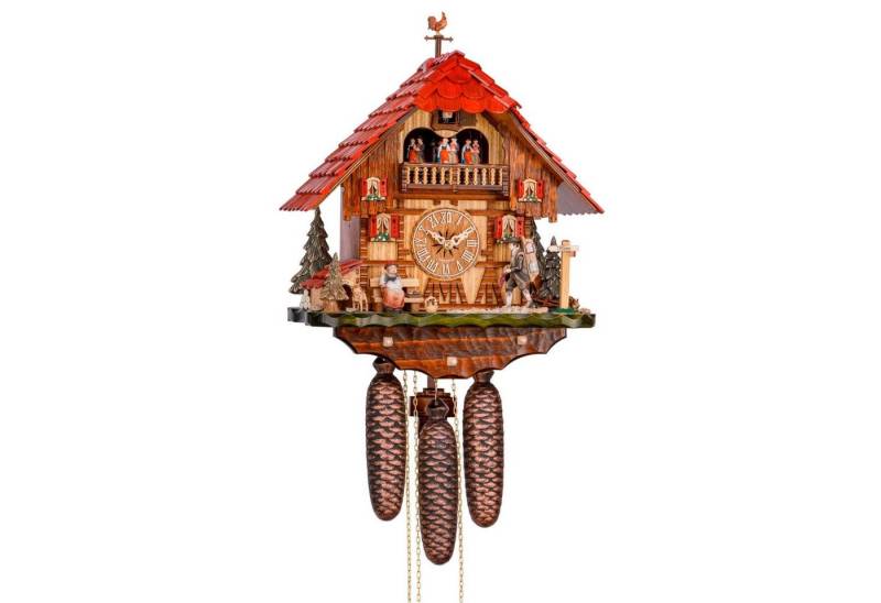 Cuco Clock Pendelwanduhr Kuckucksuhr Schwarzwalduhr "Wanderlust" Wanduhr aus Holz (20 x 34 x 42cm, 8 - Tage Werk, automatische Nachtabschaltung) von Cuco Clock