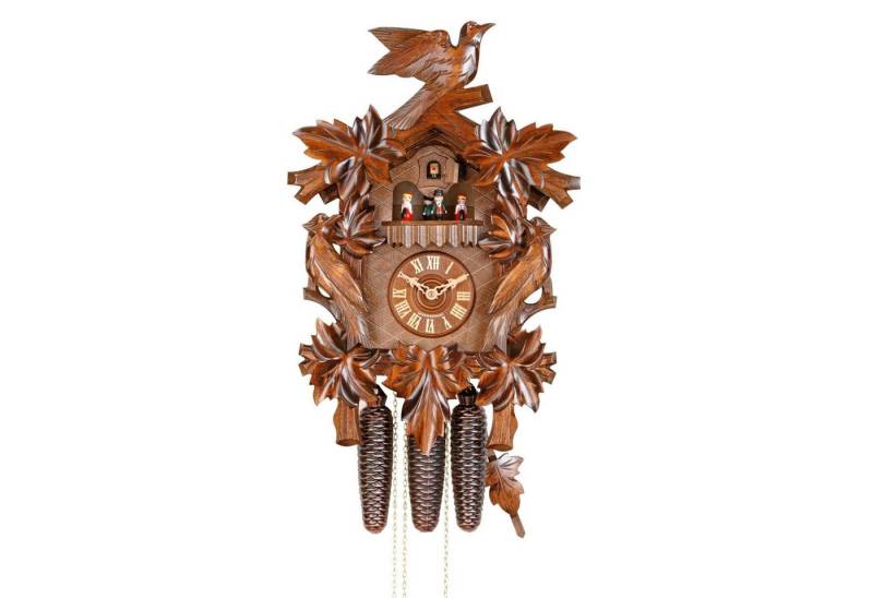 Cuco Clock Pendelwanduhr Kuckucksuhr Schwarzwalduhr "Tanzende Paare" Wanduhr aus Holz (28 x 33 x 46cm, 8 - Tage Werk, automatische Nachtabschaltung) von Cuco Clock