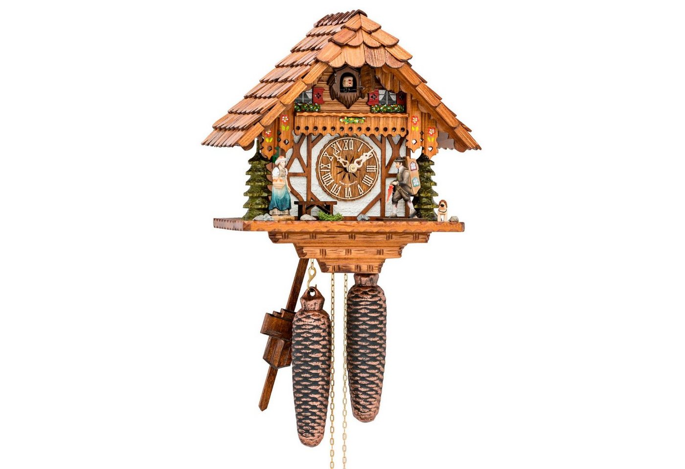 Cuco Clock Pendelwanduhr Kuckucksuhr Schwarzwalduhr Schwarzwald-Traditionen" Wanduhr aus Holz (19 x 27 x 28cm, 8 - Tage Werk, manuelle Nachtabschaltung)" von Cuco Clock