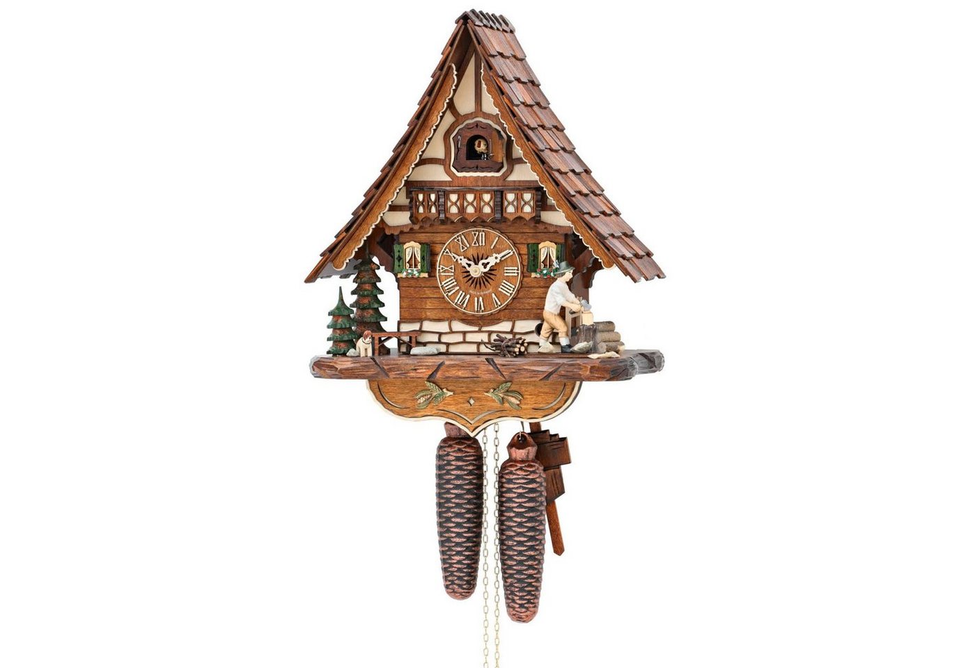 Cuco Clock Pendelwanduhr Kuckucksuhr Schwarzwalduhr Holzleben" Wanduhr aus Holz (36 x 30 x 17cm, 8 - Tage Werk, manuelle Nachtabschaltung)" von Cuco Clock