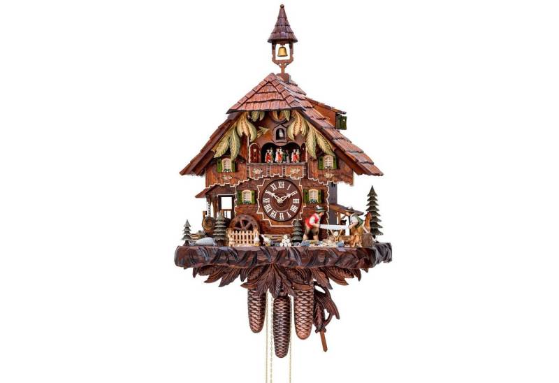 Cuco Clock Pendelwanduhr Kuckucksuhr Schwarzwalduhr "Sägewerk" Wanduhr aus Holz (30 x 48 x 52cm (LxBxH), 8 - Tage Werk, automatische Nachtabschaltung) von Cuco Clock