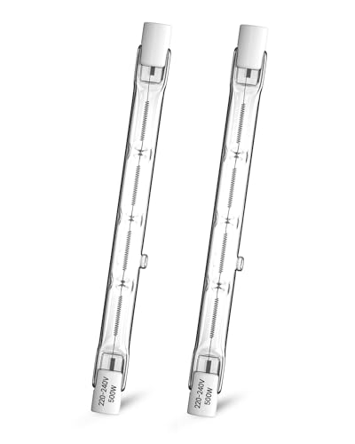 CucuGo 500W 118mm R7S Halogen Leuchtmittel, Dimmbar Halogenstab, 230V, 11000LM, 2800K Warmweiß, J-Typ für für die Beleuchtung von Haus, Arbeit, Stehleuchte etc (2er Pack) CucuGo 500W 118mm R7S Halogen Leuchtmittel, Dimmbar Halogenstab, 230V, 11000LM, 2800K Warmweiß, J-Typ für für die Beleuchtung von Haus, Arbeit, Stehleuchte etc (2er Pack) von CucuGo