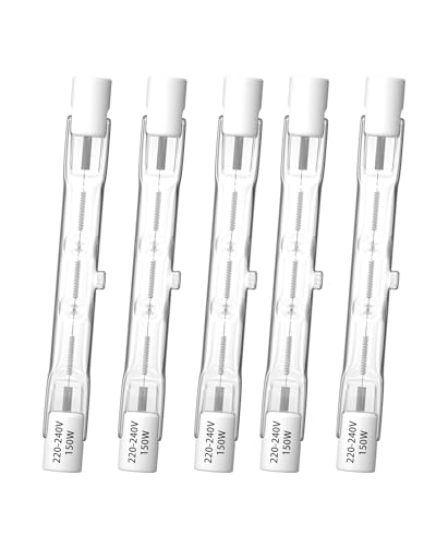 CucuGo R7s Halogenlampe 78mm 150W Halogenbirne, R7S Leuchtmittel Halogen Dimmbar Halogenlampen J Typ J78 Warmweiß 2800K 2100lm Doppelend Linearlampe Halogen Lampenstab Halogenstrahler [5 Stück] von CucuGo