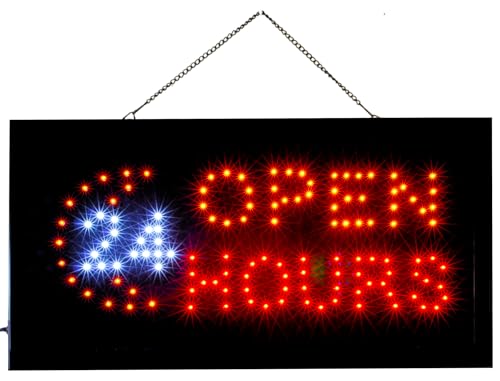 LED-Schild mit Aufschrift "Open 24 Stunden" 48 x 25 x 2 cm – [Energieklasse A] von Cucuba