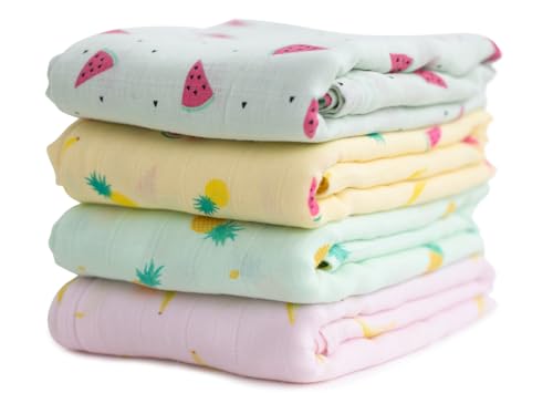 CuddleBug „Tutti Frutti“ 4 Stück 120 cm x 120 cm Lange Baby Decke für Babys | 5 Farbkollektionen | Musselin Decke | Babydecke Mädchen oder Jungen | Babydecke Baumwolle CuddleBug „Tutti Frutti“ 4 Stück 120 cm x 120 cm Lange Baby Decke für Babys | 5 Farbkollektionen | Musselin Decke | Babydecke Mädchen oder Jungen | Babydecke Baumwolle von CuddleBug