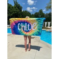 Personalisiertes Monogramm Strandtuch Tie Dye Handtuch Neonhandtuch Ombre von CuddleMuffinsBlanket