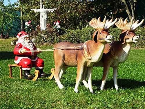 2X XXL Rentier+Schlitten+WEIHNACHTSMANN~ELCH~WEIHNACHTSDEKO~GESPANN ca. 180 cm lang~Gartendeko~Deko~Santa~Wow 2X XXL Rentier+Schlitten+WEIHNACHTSMANN~ELCH~WEIHNACHTSDEKO~GESPANN ca. 180 cm lang~Gartendeko~Deko~Santa~Wow von Cudek Figurenhandel