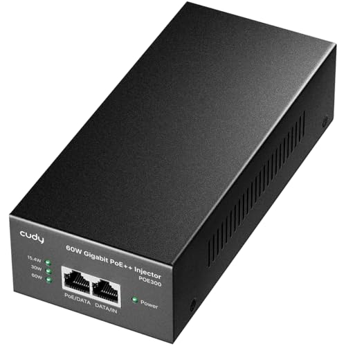 Cudy POE300 60W PoE Injektor + /PoE Gigabit, Netzteil bis 60 W, RJ-45 geschirmt mit 10/100/1000 Mbps, kompatibel mit IEEE 802.3af / 802.3at, kompakt und wirtschaftlich von Cudy