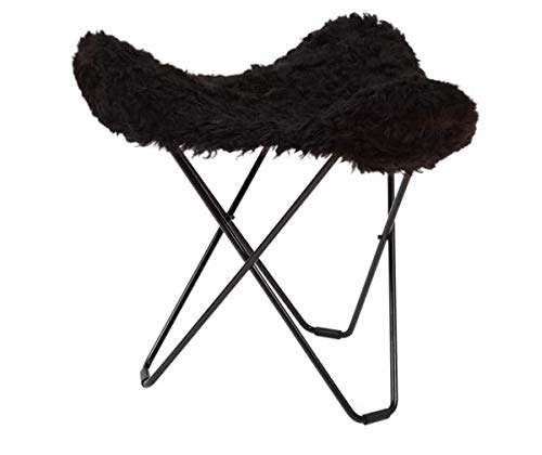 Cuero Design 1464 Flying Goose Iceland Hocker, Lammfell, Shorn Black/Black, 48cm von Cuero Design