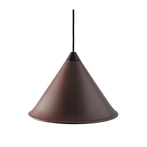 Cuero Design Namibia Pendelleuchte aus italienischem Leder in der Farbe Schokolade/Schwarz Handgefertigt, Durchmesser: 25cm, 1500429 von Cuero Design