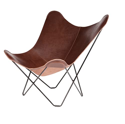 Cuero Design Pampa Mariposa Butterfly Stuhl, Leder/Stahl, Chocolate-Schwarz, 92cm von Cuero Design