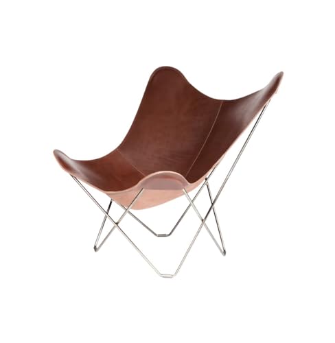 Cuero Pampa Mariposa Butterfly Chair Stahl/Leder Chocolate-Chrome Braun-Chrome, Größe: 87cm x 92cm x 86cm, 1017 von Cuero Design