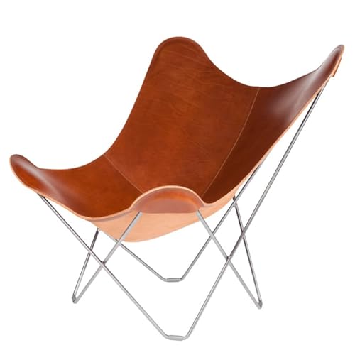 Cuero Pampa Mariposa Butterfly Chair Stahl/Leder Montana-Chrome Braun-Chrome, Größe: 87cm x 92cm x 86cm, 1007 von Cuero Design