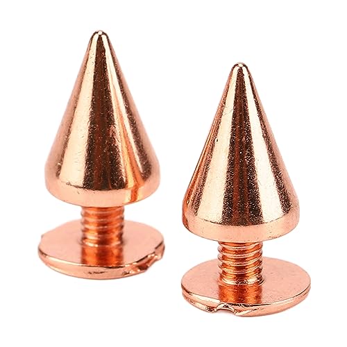 Cufaee 100 Sets mit Spiked Cone Spike Stud, Messing Rosegold -Schraubbolzen, Schraubnieten Nieten für DIY -Kleidungsschuhe (7 * 10 mm) von Cufaee