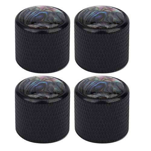 Cufaee 4 Stück E-Bass-, Flat Top Metal Gitarre Volume Tone Knobs, Gitarren steuerungs teile für E-Gitarre oder E-Bass (Schwarz) von Cufaee
