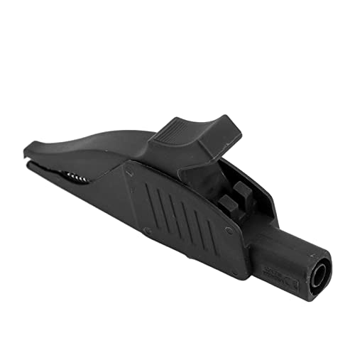 Cufaee Electric Clip Brass Current Insulation PA Cover 4mm/0.2in Tail Safety Type Electric Test Clip for Car Battery 32A/1000V (Black) von Cufaee