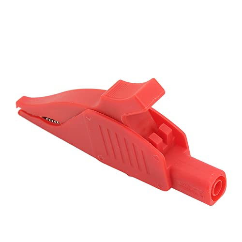 Cufaee Electric Clip Brass Current Insulation PA Cover 4mm/0.2in Tail Safety Type Electric Test Clip for Car Battery 32A/1000V (Red) von Cufaee