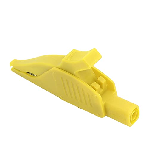 Cufaee Electric Clip Brass Current Insulation PA Cover 4mm/0.2in Tail Safety Type Electric Test Clip for Car Battery 32A/1000V (Yellow) von Cufaee