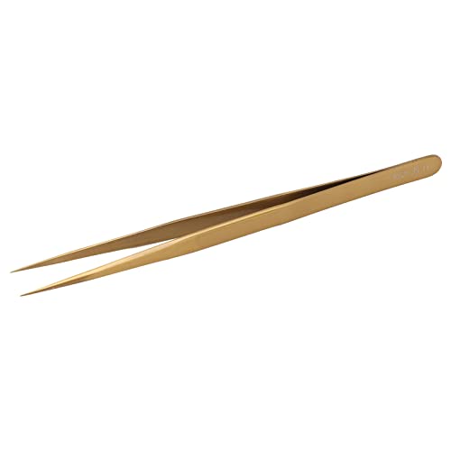 Cufaee Genauigkeit Pinzette, Präzisionsaluminium -Legierung Feinspitze Lötung Pinzetten, tragbarer stabiler Widerstand Fine Point Pinzette für (Gold) von Cufaee