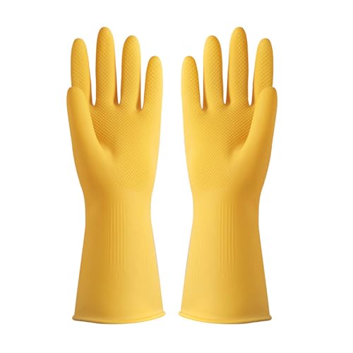 Cufaee Haushaltshandschuhe, dünne wasserdichte, schlupfende Latexhandschuhe für die Reinigung von Geschirrsputz 1 Paar (M) von Cufaee