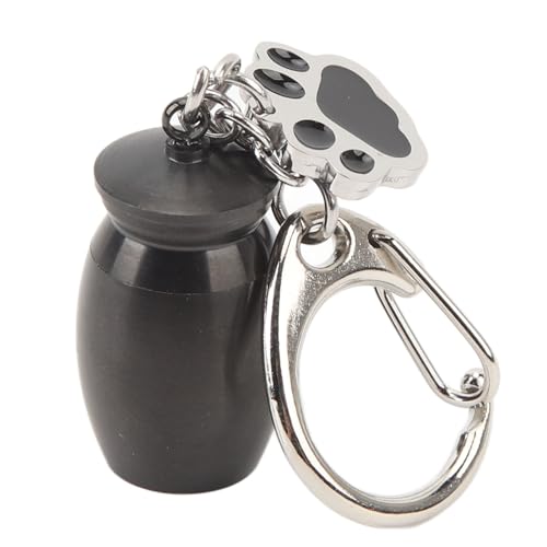 Cufaee Haustier Urnenschlüsselkette, Edelstahl Haustier Asche Schlüsselbund, Hunde Andenken -Verfeinerung Schmuck für Asche, Haare und Nägel (Schwarz) von Cufaee