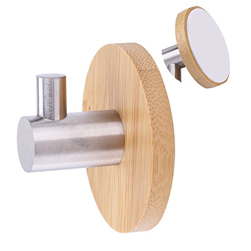 Cufaee Kleberhaken, Holz und Edelstahl -Schlüsselhalter für Wand, hängende Hochleistungsschlüsselbügel für Küchenschlafzimmer Badezimmer (Einzelhaken) von Cufaee
