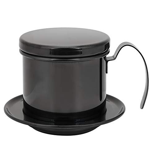 Cufaee Vietnamesischer Kaffeefilter Edelstahltopf Tropf, kein Papier Tropfkaffeetopf -Maschine Filter, Topf Set für das Haus der Küchenbüro zu Hause (Glänzend schwarz) von Cufaee